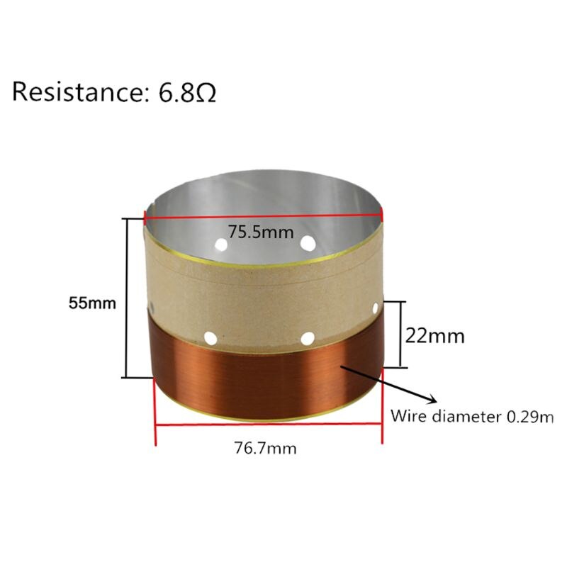 1 para 38.5/75.5MM głośnik Bass cewka drgająca biały aluminium dźwięk wylot powietrza dla głośnik Subwoofer akcesoria do naprawy