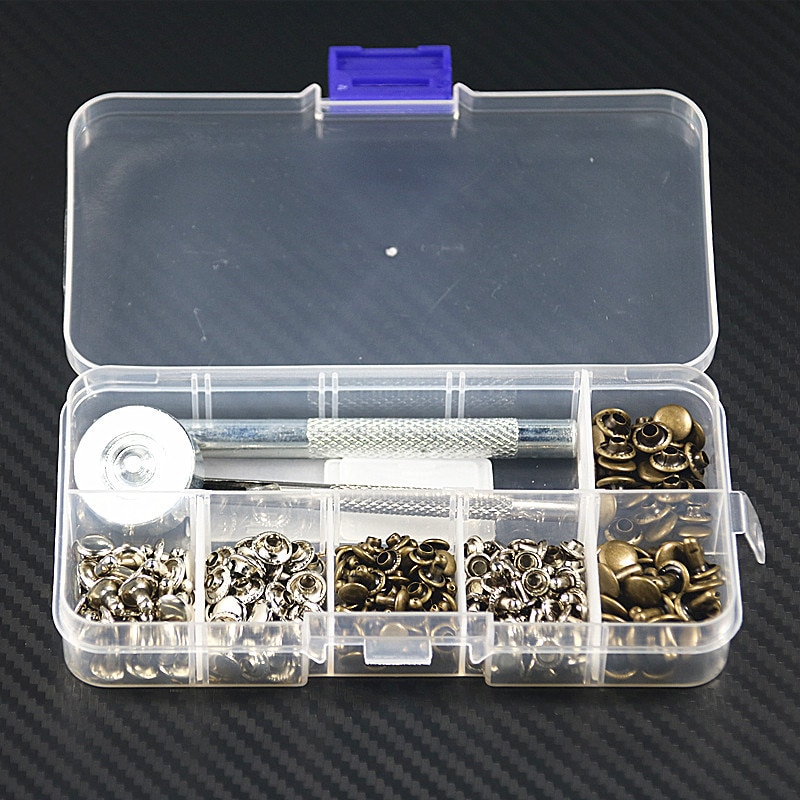 120 juegos de remaches de metal, tornillo sólido, bricolaje, cuero, cinturón artesanal, bolsa de grapas, accesorios de equipaje, hebilla de sujeción, superficie de 6mm/8mm