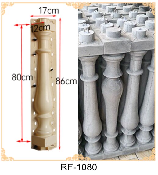 Reusable Strong ABS Classic Beautiful Round Bottle Shape Balcony Gardening Concrete Gorgeous Precast Baluster PlasticMold: RF-1080