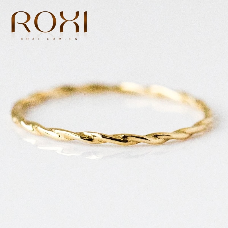 Roxi moda tecido torção anéis para as mulheres minimalismo anillos anel de casamento 925 prata esterlina bague redondo prata 925 jóias: 6