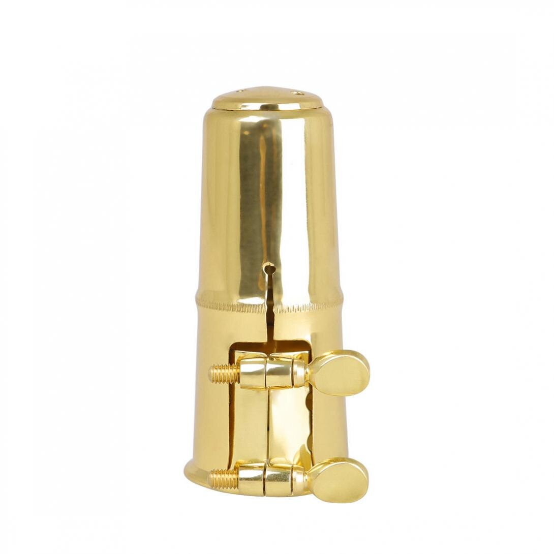 Saxophone Mouthpiece Cap & Ligature Set - Tenor & Alto - Brass Gold Plated Protective Replacement Cap