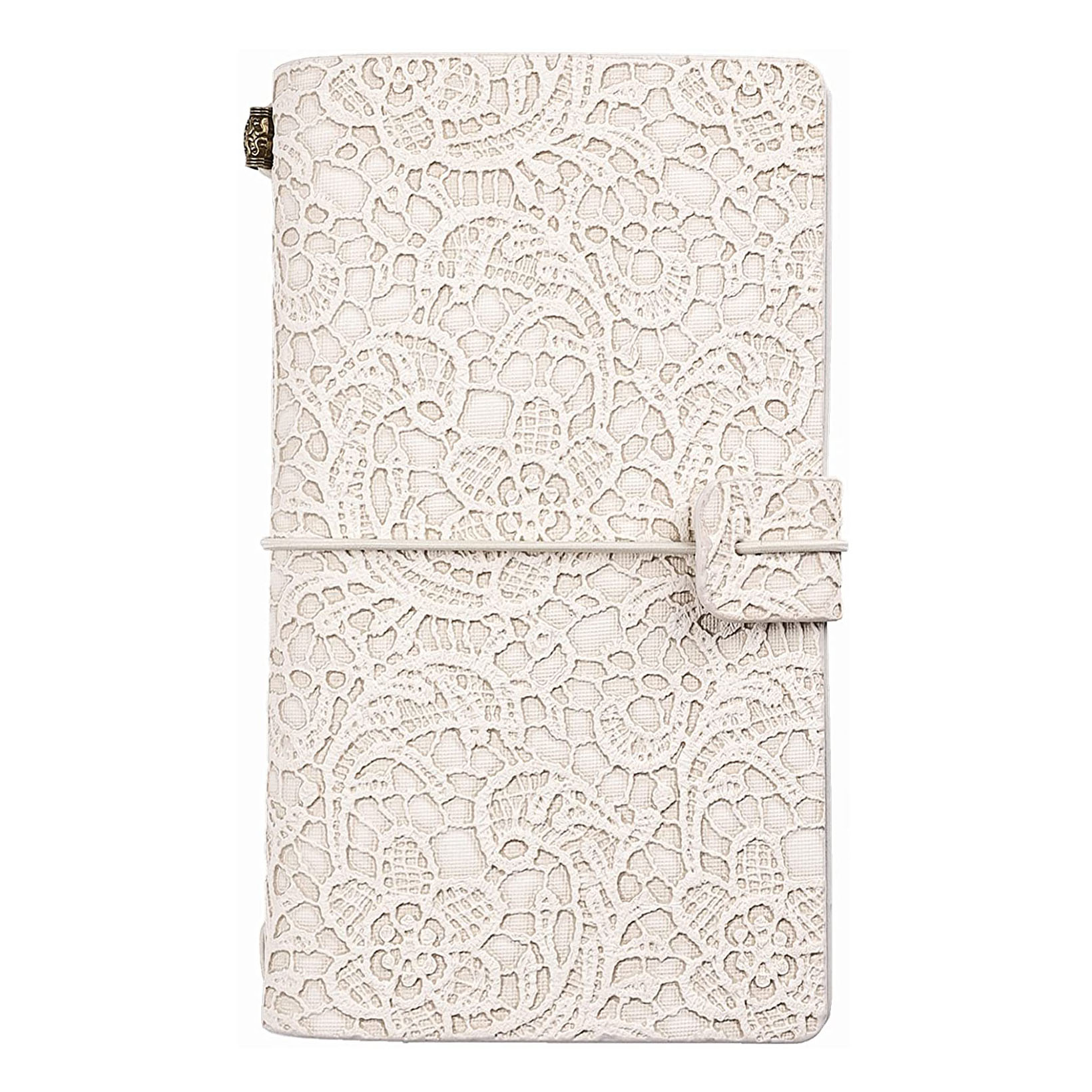 A6 Refillable Planner Leather Travel Journal Notebook-Embossed Pocket Diary for Girls,Women,Mom, Daughter (192 Pages): A6-White