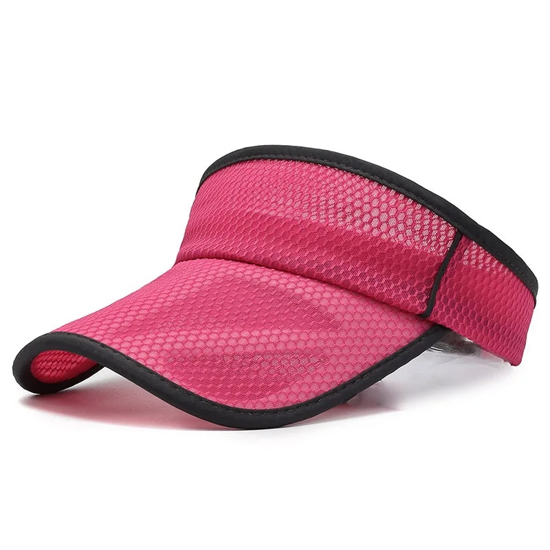 Summer Empty Top Hat Men's Sports Hat Women's Bare Plate Mesh Quick-Drying Hat Outdoor Casual Large Brim Empty Top Hat: Red