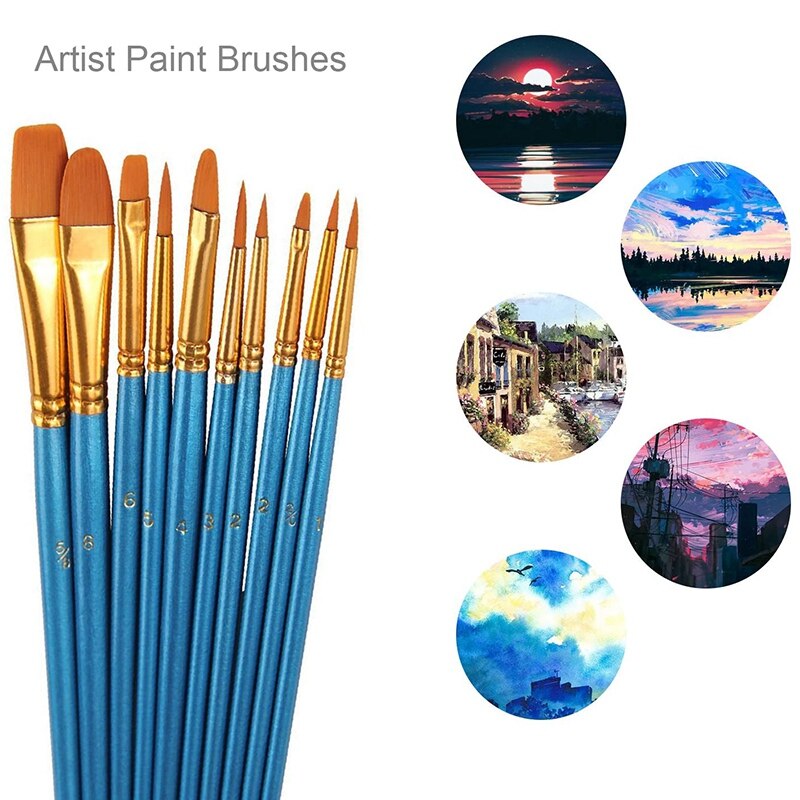 100 Pieces Paint Brush Set Paint Brushes Artist for Watercolor Oil Acrylic Painting (10-Pack 100PCS)