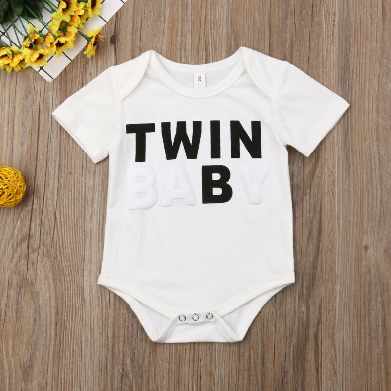TWIN BABY Letter Pattern bebé niños niñas ropa mono manga corta Playsuit verano trajes traje de sol 0-18M