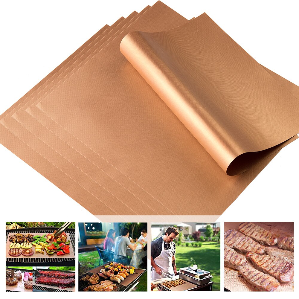3 stuks fda herbruikbare antiaanbak bbq milieuvriendelijke ptfe koperen bakmatten en bakplaten