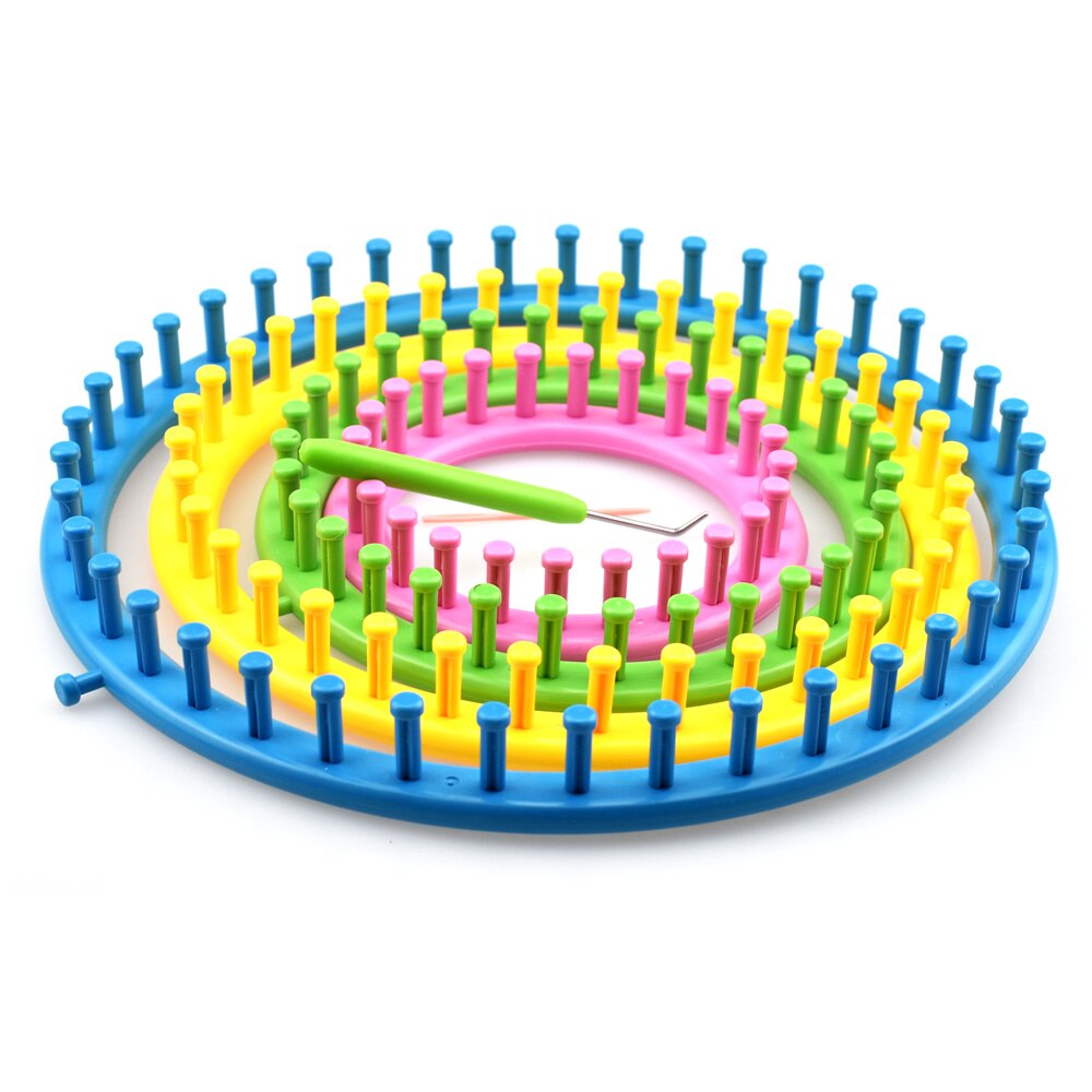 KOKNIT 4 Size Round Circle Hat Knitter Knitting Knit Loom Kit with Needle Knitting DIY Knitting Kit Embroidery Tools