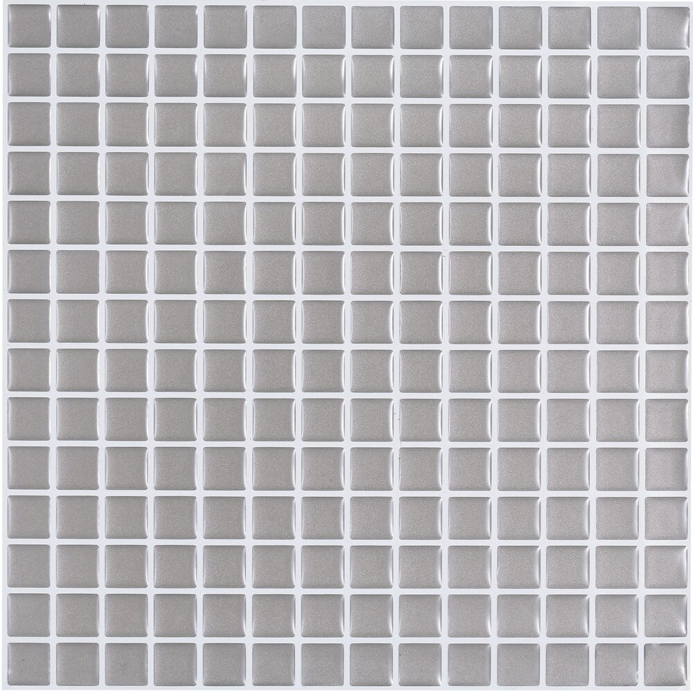 Vividtiles papier peint vinyle imperméable à la colle | Carreaux muraux en brique mosaïque argentée 3D écorce et bâton-1 feuille: T80219