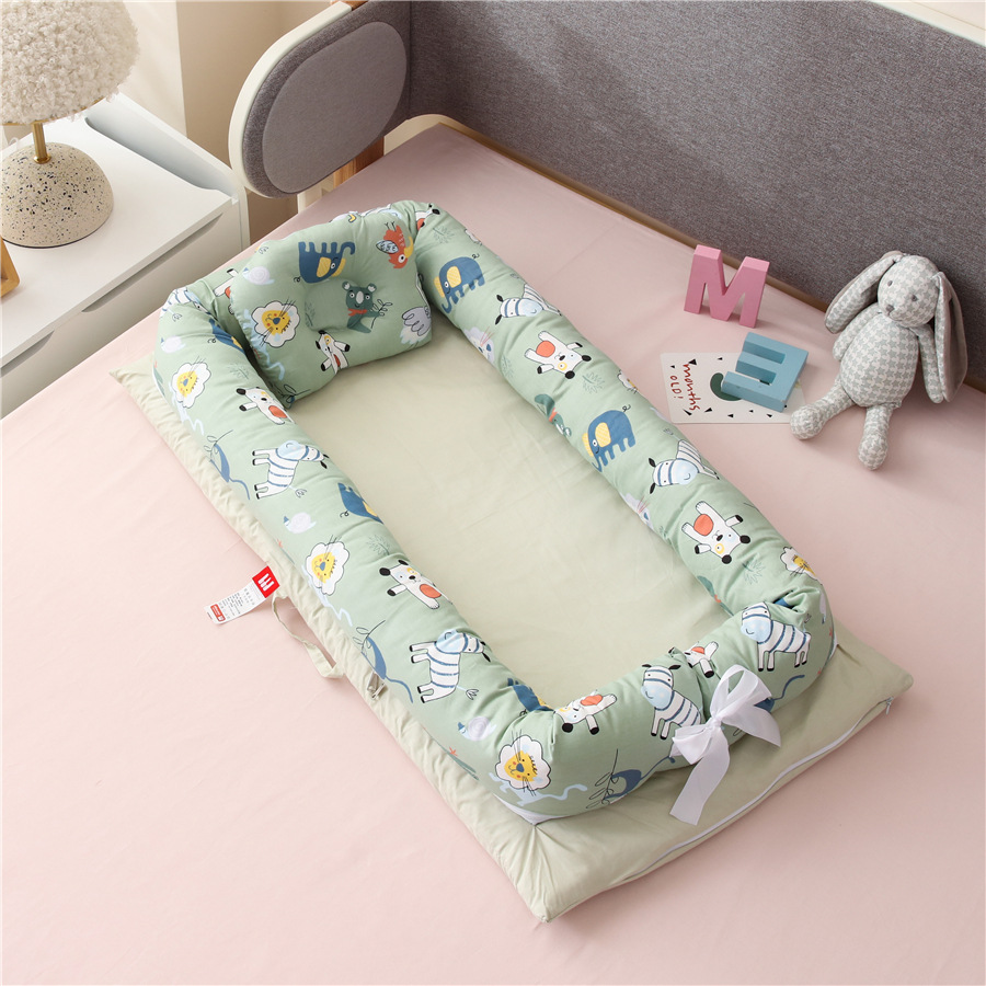 Portable Travel Baby Crib Removable Washable Kids Bed Multifunction Nursling Outdoor Toddler Nest: zebra Elephant