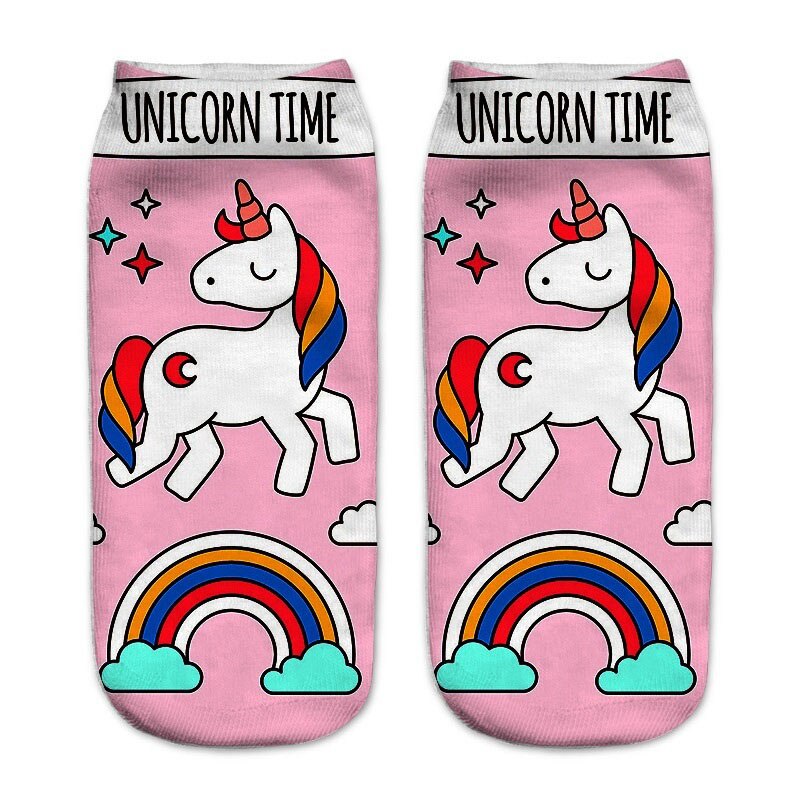 Impression 3D licorne femmes chaussettes printemps été filles chaussettes courtes adulte femme enceinte cheville chaussettes Sokken Meias: color13