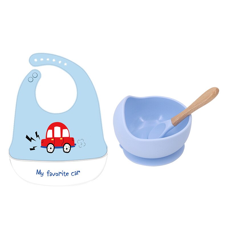 2 Stks/set Slabbers Kommen Lepel Set Waterdichte Siliconen Kinderen Meisje Jongen Slabbetjes Verstelbare Cartoon Peuter Schort Babyvoeding Stuff: set10