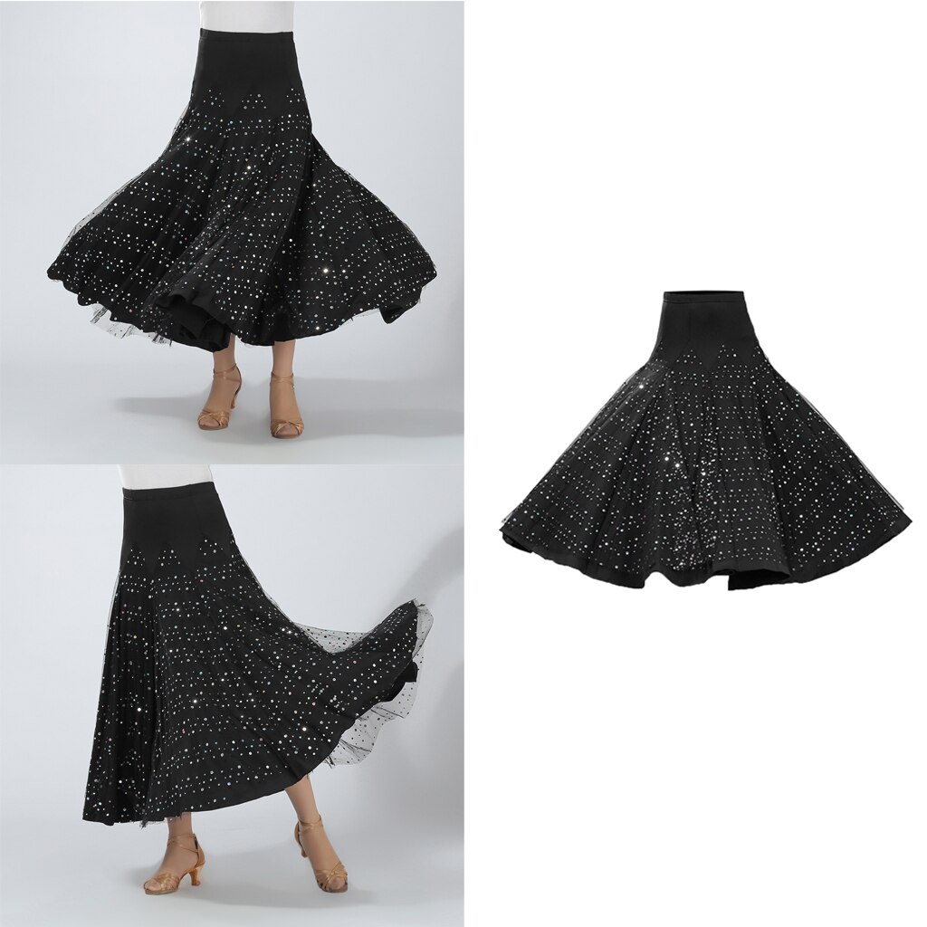 Gonna lunga da valzer con paillettes Costume moderno Standard Flamenco da ballo