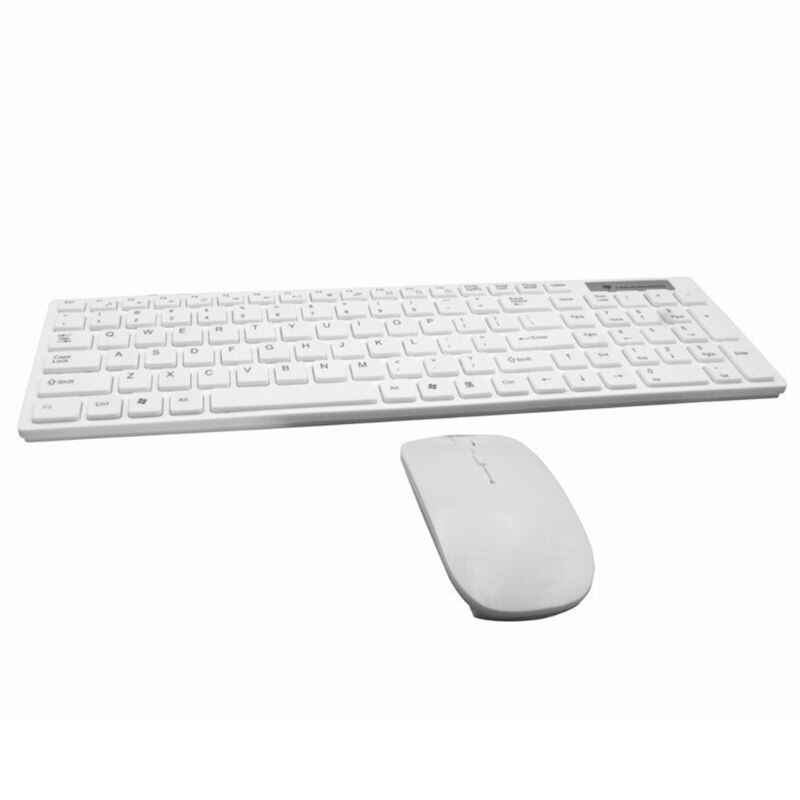 2.4G Wireless Keyboard and Mouse Set for Laptop PC Computer Silent Ultra-thin: White