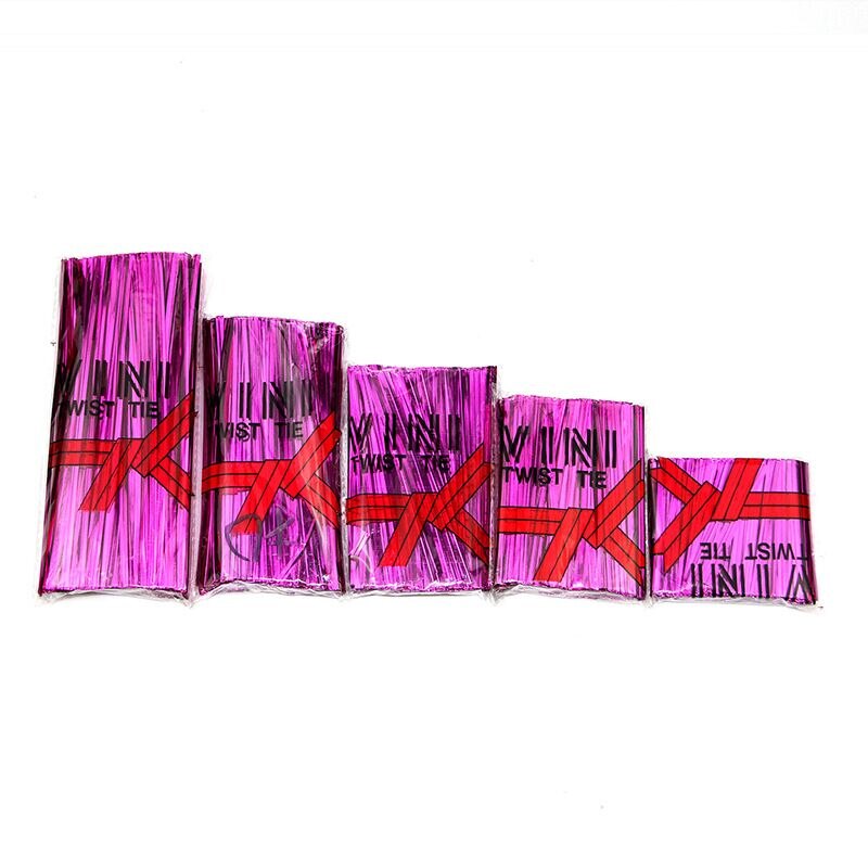 800 teile/paket Draht Metallic Twist Krawatten Für Cello Candy Tasche Stahl Backen Verpackung Ligation Lutscher Dessert Dicht Twist Krawatte: Rose / 12cm