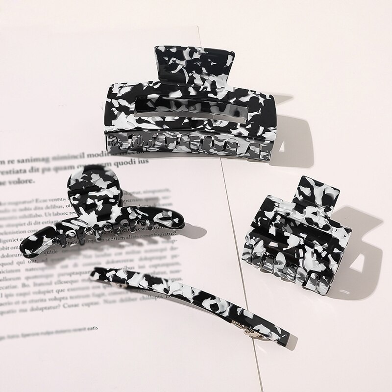 Geometrische Acetaat Haar Clip Krab Zwart Wit Haarspeld Haar Claws Classic Retro Barrette Grote Vrouwen Haar Krabben Clip Voorjaar Clip