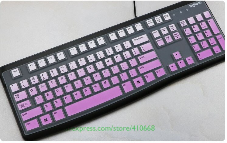 Wasserdichte Silikon Schreibtisch Tastatur Abdeckung Schutz Haut Für Logitech MK120 K120 Computer Staub Abdeckung Film: allmählich Violett