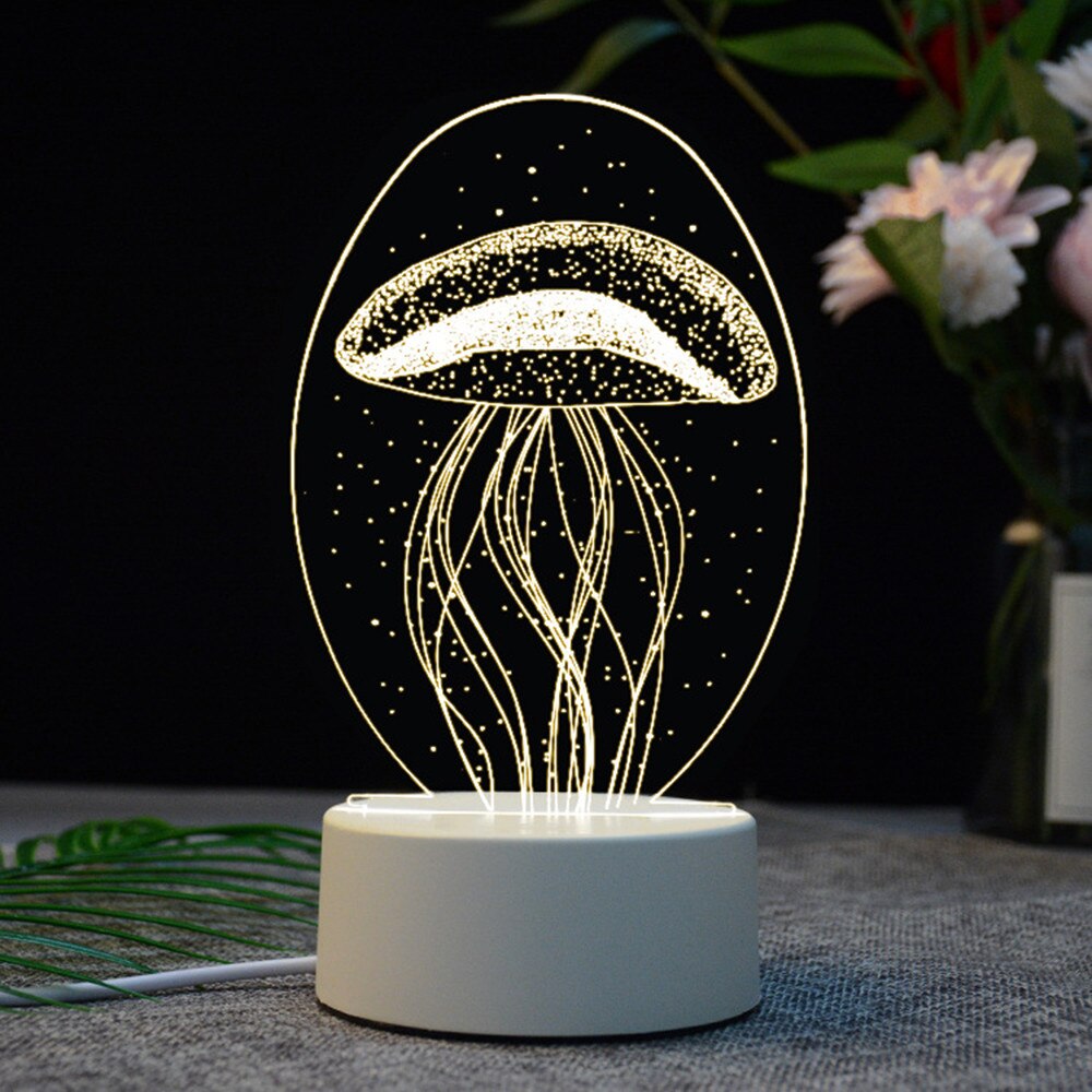 3D USB Acrylic Night Light LED Table Desk Bedroom Decor Birthday Festival Children Warm White Lamp Birthday 3.2: A