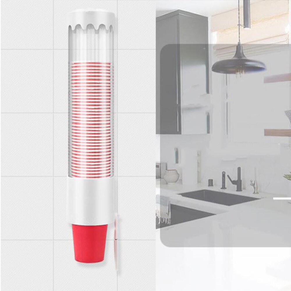 Wall Mount Single Water Cup Dispenser Type Disposable Paper Cup Dispenser Beverage Cup Holder (White)