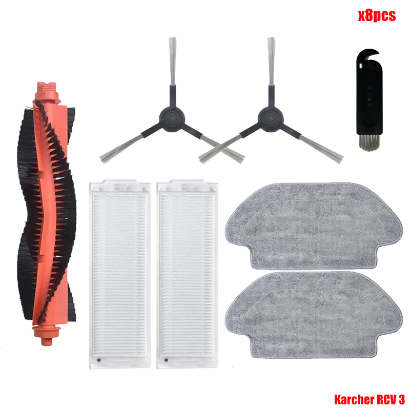 Accessories For Karcher RCV 3 Robot Vacuum Cleaner Spare Parts Roller Side Brush Hepa Filter Mop Cloth Tool Brushes Replacement: Dark Grey