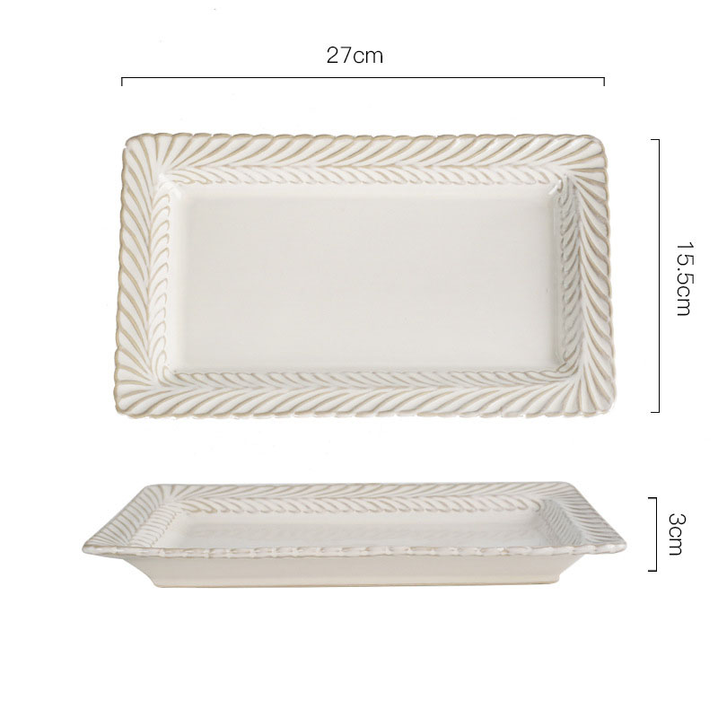 Retro Ceramic Plate French Relief Restaurant Steak Dish Household Dinner Set Plates and Dishes Nordic Kitchen Tableware: G
