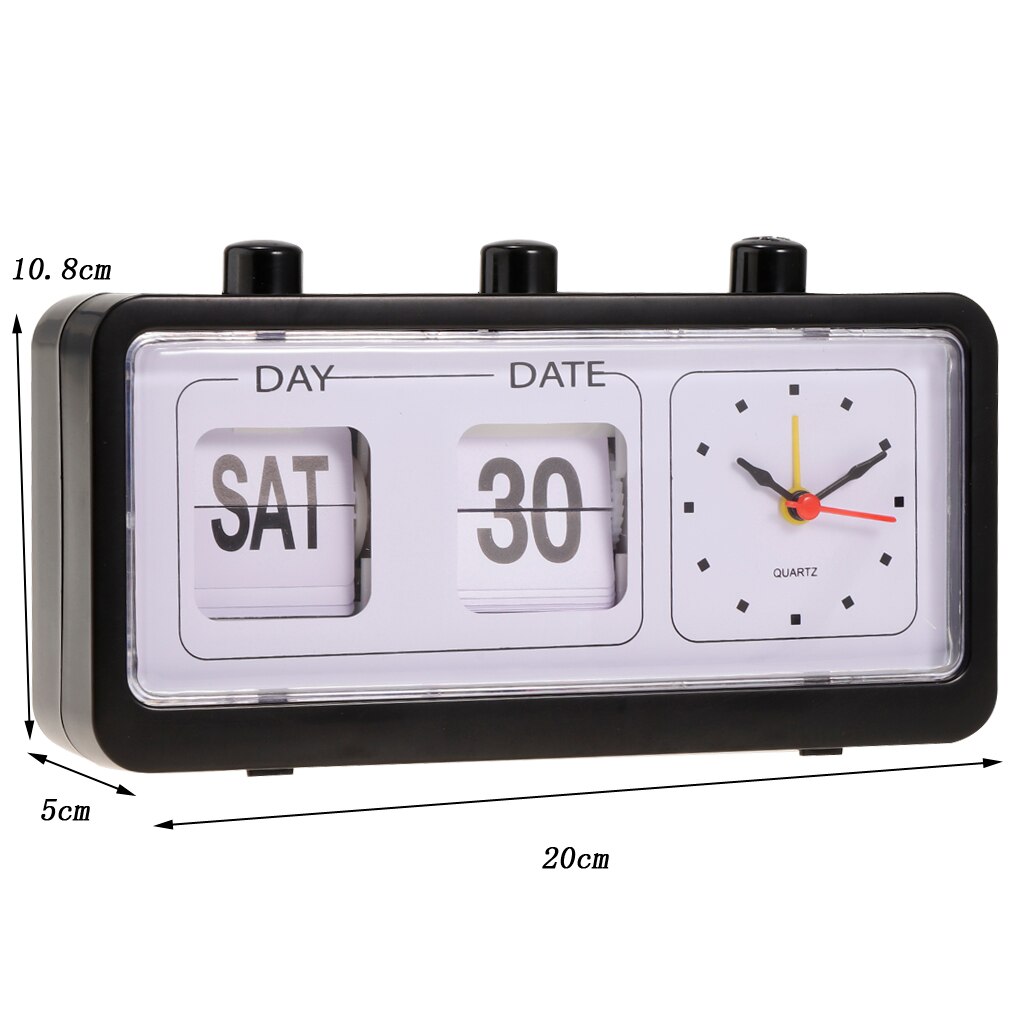 Auto Flip Down Clock Non-ticking Calendar Clock with Day Date Display