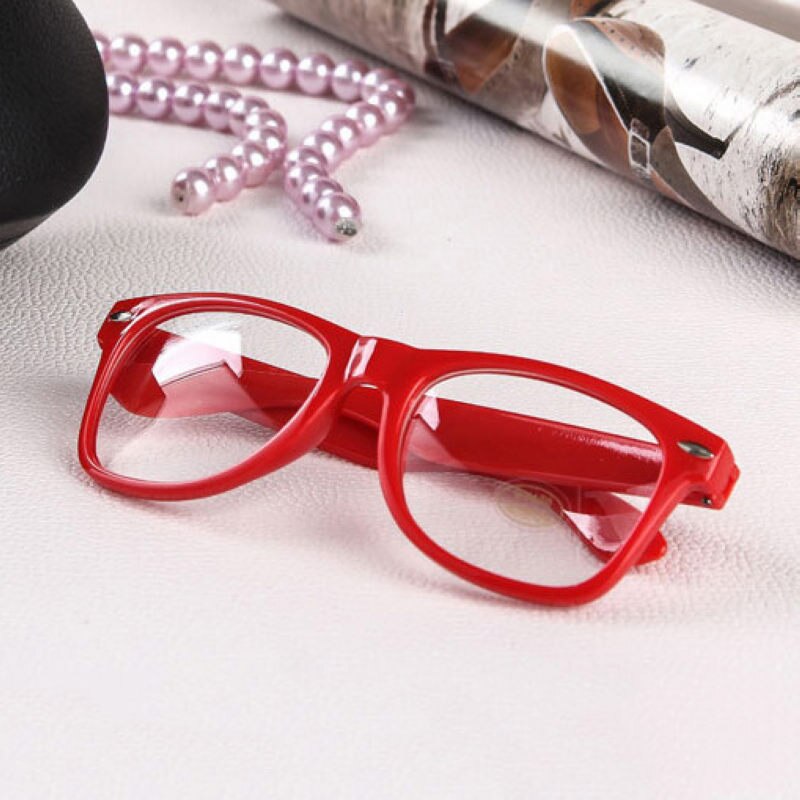 Mayitr 1pc Nerd Clear Glasses Clear Lens Geek Glasses 16 Colors Plain Mirror Plastic Full frame Eyeglasses Eyewear: red