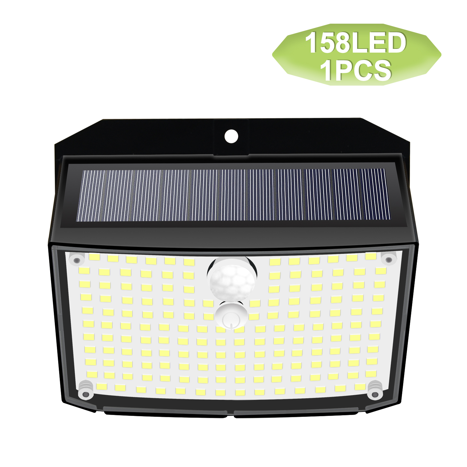 Zonne-verlichting buiten 158 LED zonne-wandlamp waterdichte draadloze bewegingssensor beveiliging 3 modi tuinhek tuin dek garage: Blauw