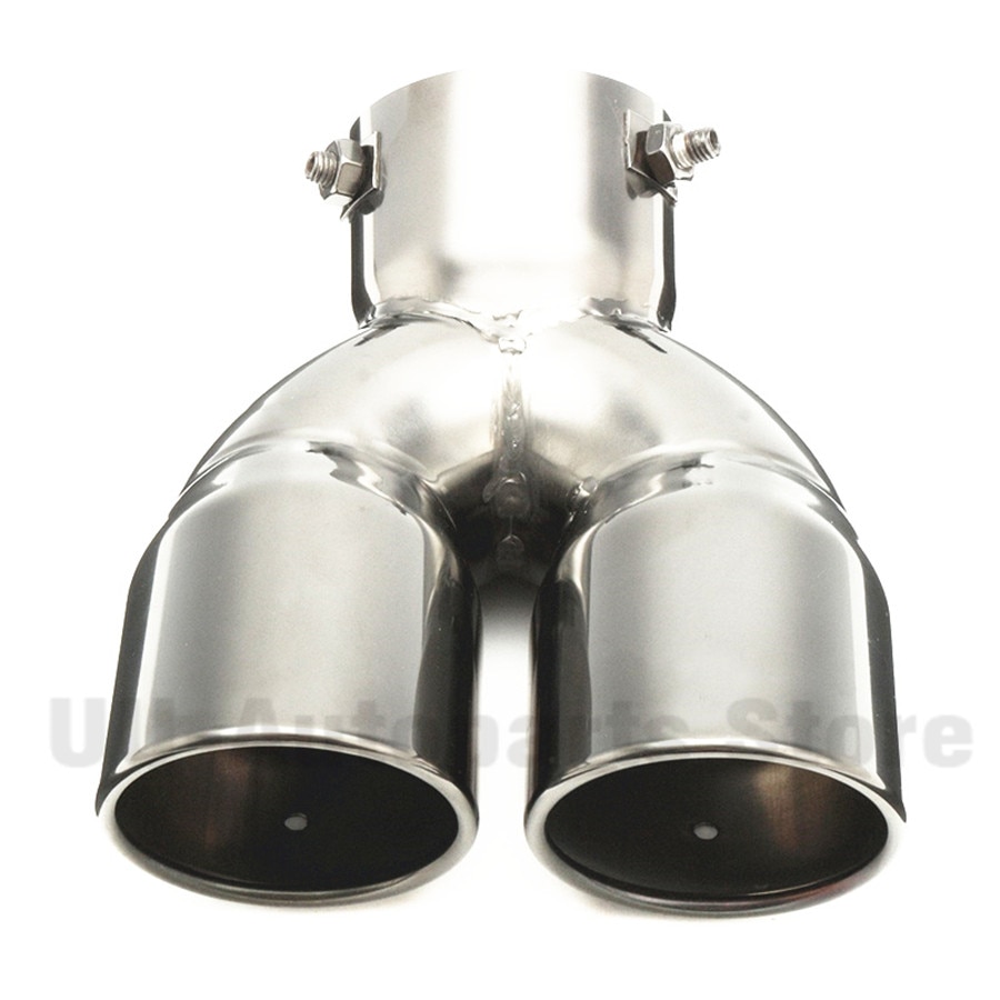76mm 3" Dual Chrome Car Exhaust Pipe Muffler Tip Tail Stainless Universal Gain More Horsepower Noticeable Tone
