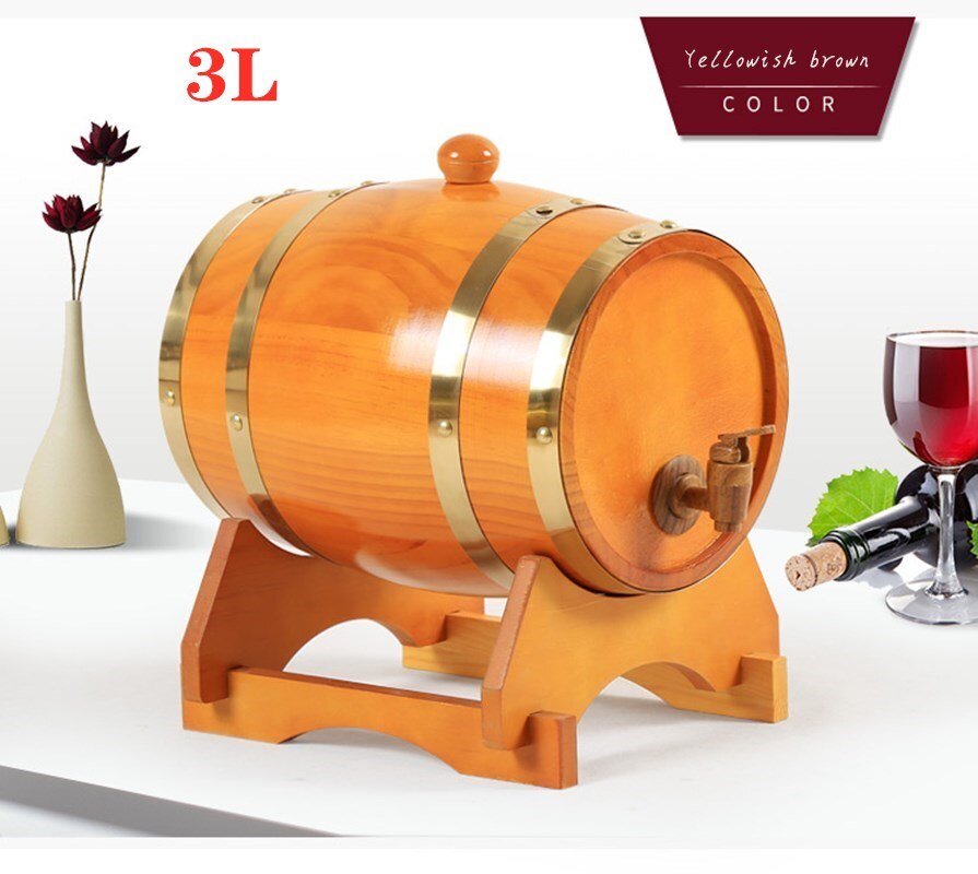 1.5l/3l mini eikenhouten wijnvaten, speciale vaten, biervaten voor brandewijn, whisky, huishoudelijke wijnvaten: Geelbruin 3