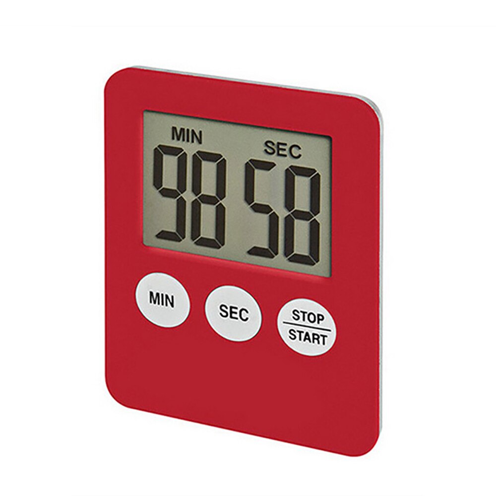 Grote Lcd Digitale Display Kookwekker Vierkante Keuken Countdown Wekker Magneet Klok Stopwatch Klok Timer # W: Red
