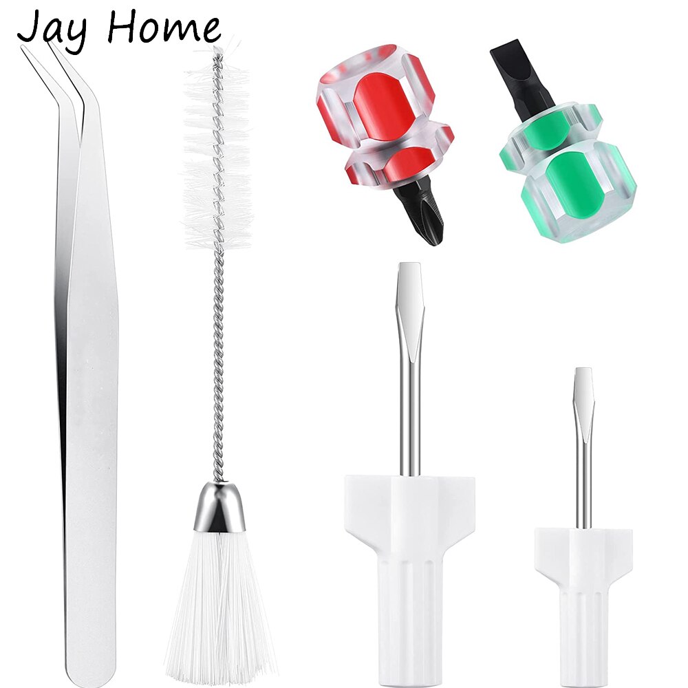 6Pcs Sewing Machine Repair Tools Kit Double Head Cleaning Brush with Tweezers Mini Screwdrivers for Repair Machine Sewing Tools