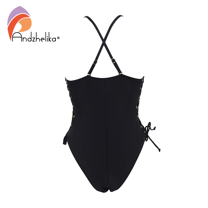 Andzhelika Solid Bandage Een Stuk Badpak Vrouwen Sexy Hoge Cut Meisjes Badpak Badpakken Beachwear Monokini