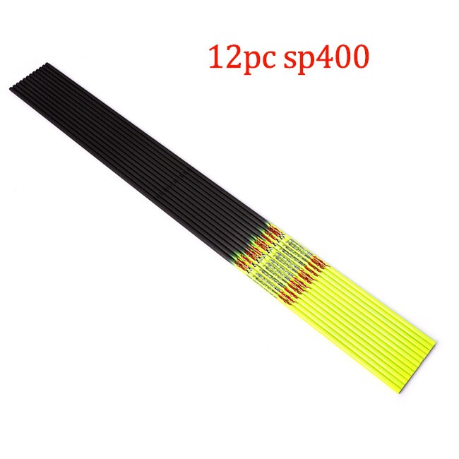 6/12pcs ID 6.2mm Spine 300 / 340 / 400 / 500/ 600 Pure Carbon Arrow Shaft Arrow tube Fluorescent Yellow For Arrow DIY: 12pcs sp400 31inch