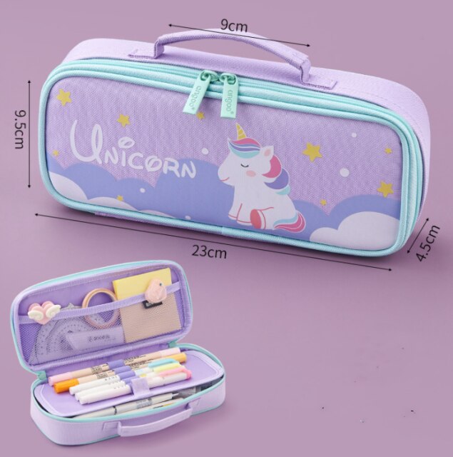 Estuche escolar Kawaii con mango y bolígrafo de gran capacidad para niñas y niños, Kit de papelería, 1 unidad: 3