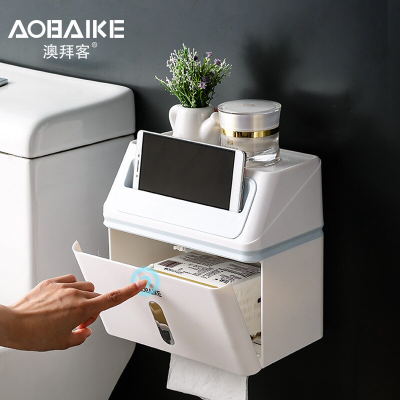 Étanche Toilette Wc Trou Perforé multifonctionnel Extraction de Papier Boîte Graphique Tambour Boîte De Papier Toilette Boîte à Mouchoirs Wal
