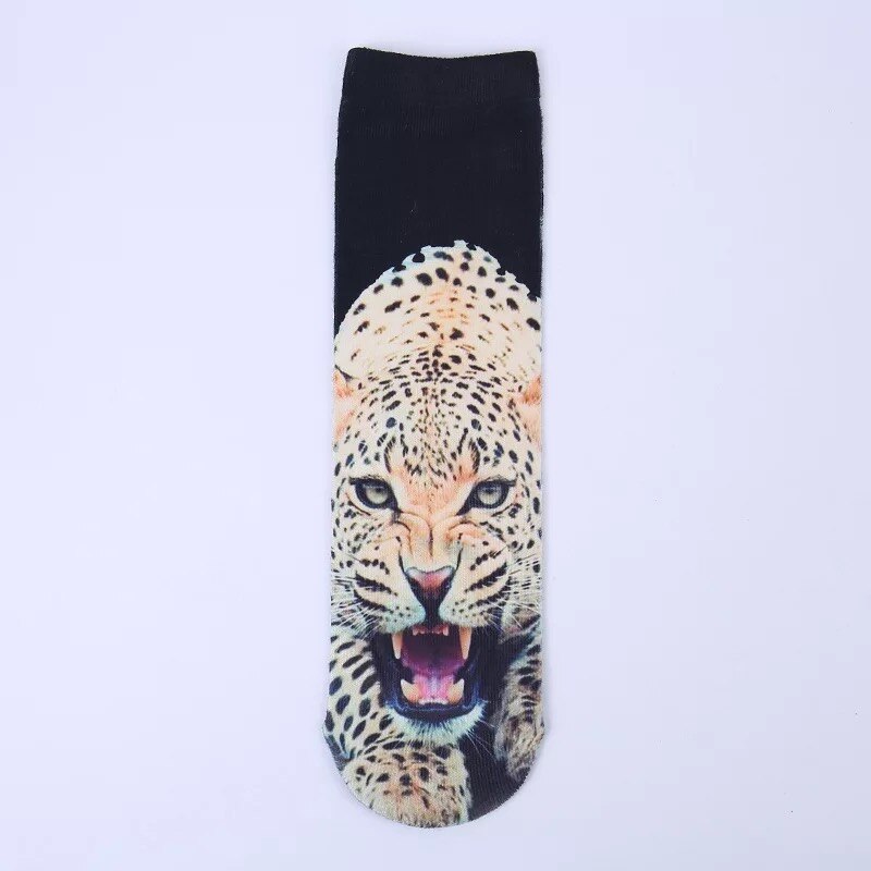 Unisex Cartoon Leopard Socks Cotton Blend Dog Cat Food Graphic Stockings Women Men Funny Cute Socks Casual Footwear: A