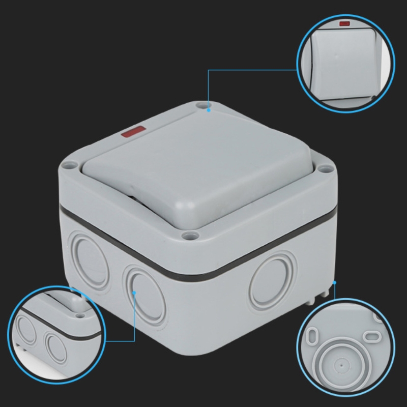 MP12 Wall Switch Outdoor Waterproof Dust-proof Wall Switch Socket for Garden Courtyard Lawn Garage Accessories