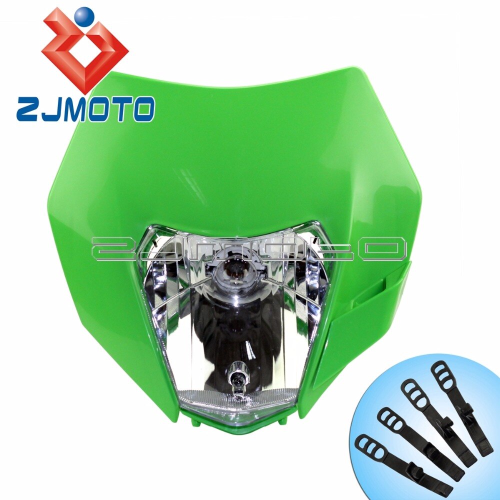 Groene Motocross Supermoto Koplamp Kuip Voor Kawasaki Klx 110 125 150 Kx 450 Kdx Kle Klr 250 Off Road Dirt fiets Koplamp