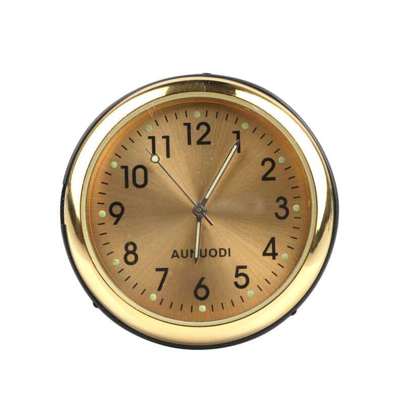 Car Clock Luminous Mini Auto Internal Stick-On Digital Watch Dashboard For Car Electronic Meter Car Clock Mechanics Nightlight: Gold