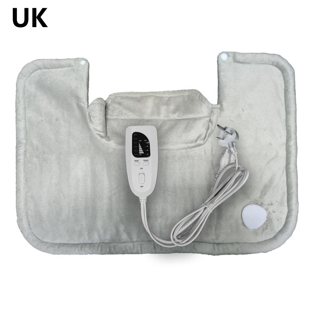 Elektrisk varmepute lindre nakke skulder tretthet oppvarmet sjal intelligent temperaturføler vaskbart varmeteppe 58 x 42cm: beige  uk 240v