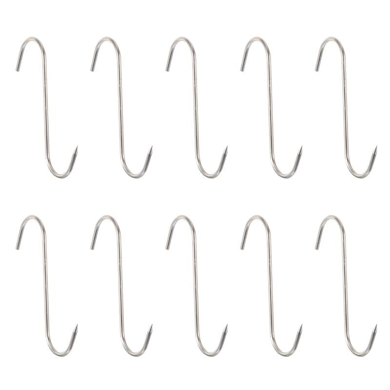 10Pcs S Haak Metalen Rvs Barbecue Ijzeren Haak Vlees Haken Rvs Muur Haken S-Vormige Haken keuken Gadget: 18.5CM