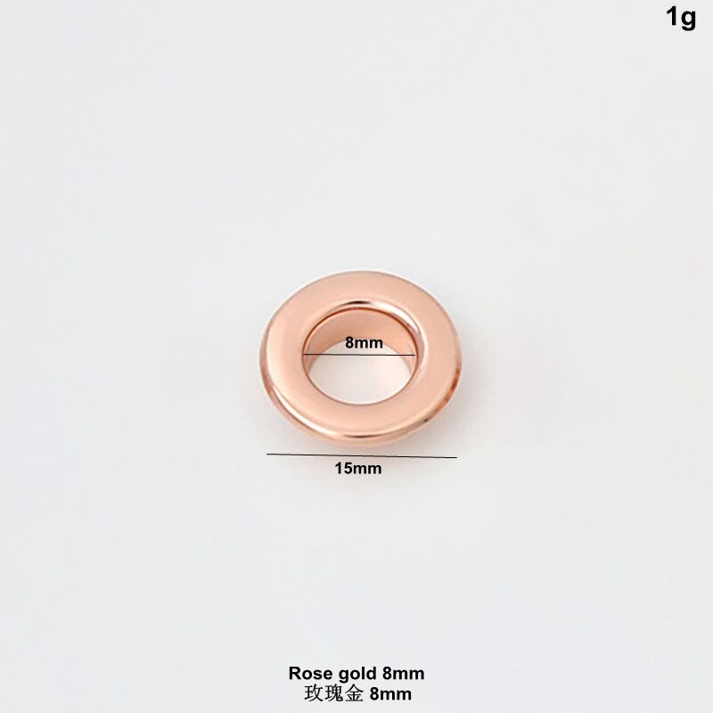 50-100 Stuks Koper Materiaal 6Mm 8Mm 10Mm 12Mm Rose Gold Geduwd grommet Tassen Ingedrukt Ronde Oogjes: Rose gold 8mm / 50 pieces