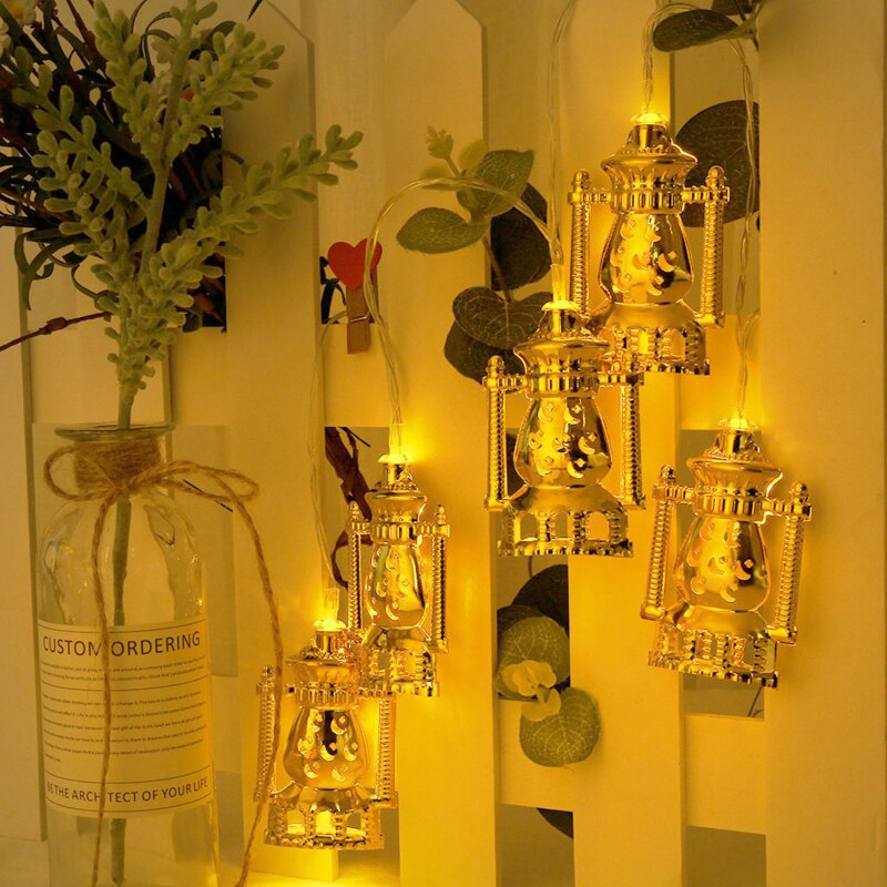 Led Moon Star Kasteel Led Light String Eid Mubarak Ramadan Woondecoratie Ramadan Kareem Eid Lantaarn Olie Lamp Licht string