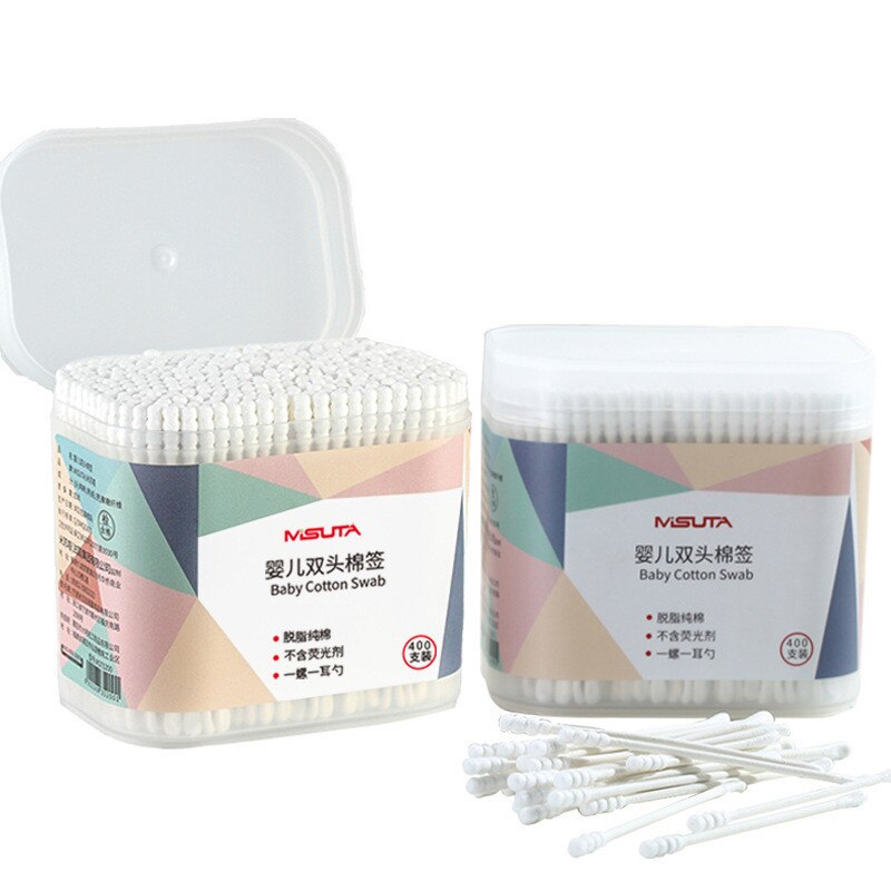 400 Sticks Baby Cotton Swab Double Head Soft Cotton Buds Cleaning Of Ears Tampons Cotonete Pampons Nose Ears Tools Health Beauty: Default Title