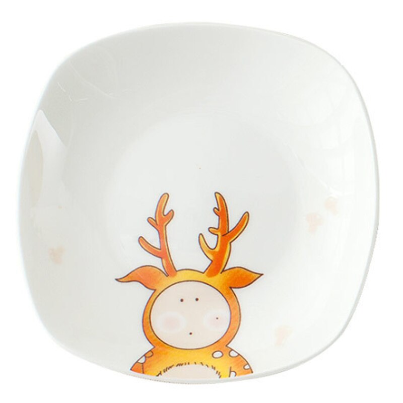 Os chine mignon Snack plat dessin animé carré soucoupe plats enfants gâteau Snack fruits salade assiette cuisine petit déjeuner plateaux ensemble de vaisselle: 4