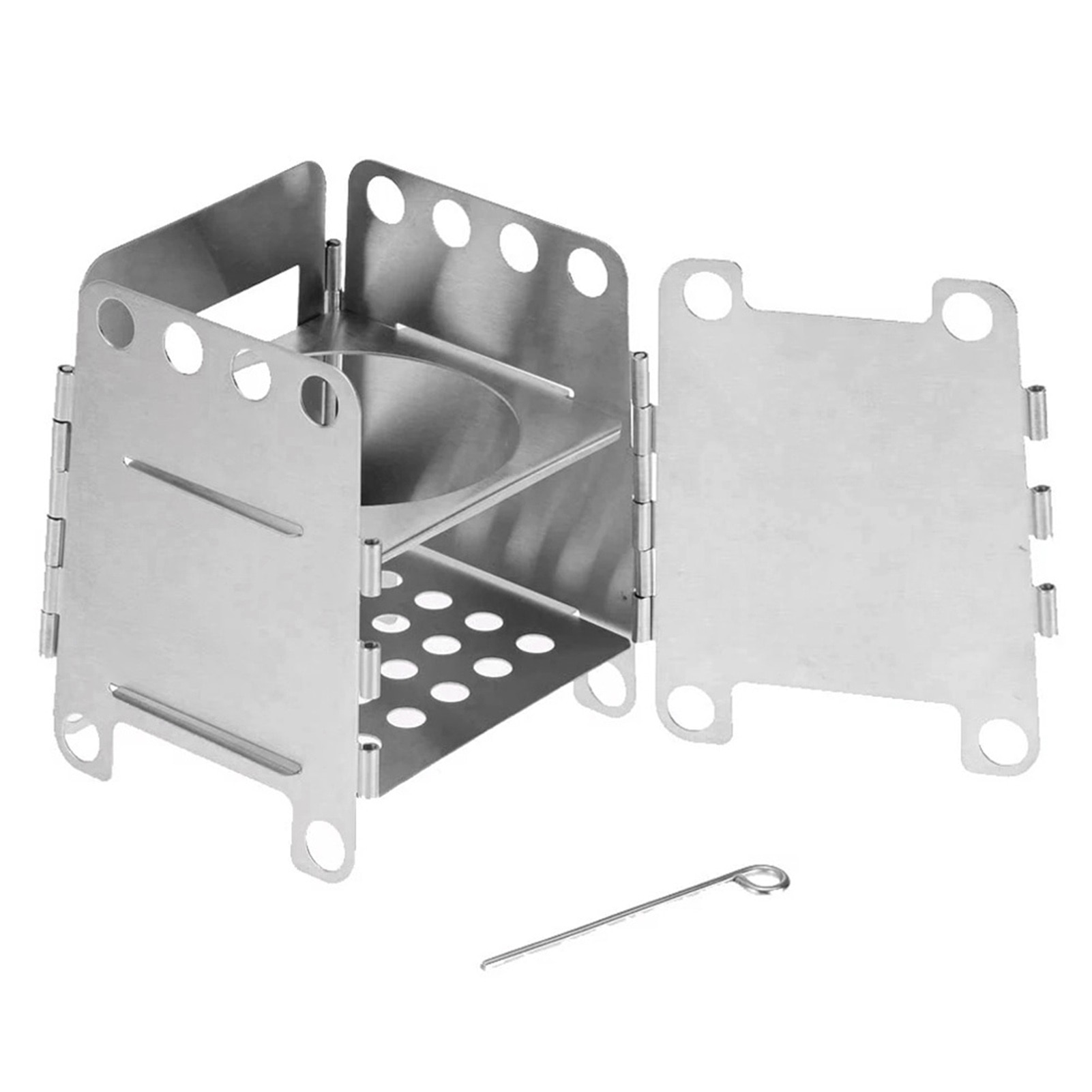 Portable Stainless Steel Camping Stove Outdoor Cooking Stove Hiking Picnic BBQ Wood Burner Pocket Alcohol Burning Furnace Stove