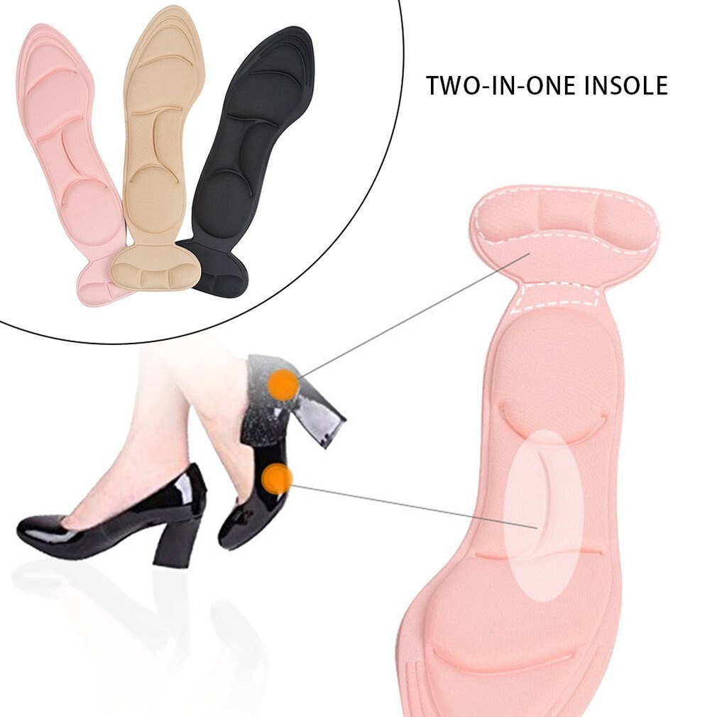 Twee-in-een Binnenzool Hak Stickers Ademende Zweet absorberende Anti-slip Schokabsorptie Arch Massage Hoge hak Kussen Vrouwelijke