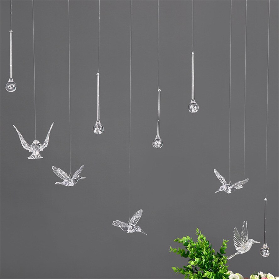 24 stk akryl fugl bryllup ornamenter klare kolibrier bryllup baggrund dekoration gennemsigtig vanddråbe vedhæng fest indretning