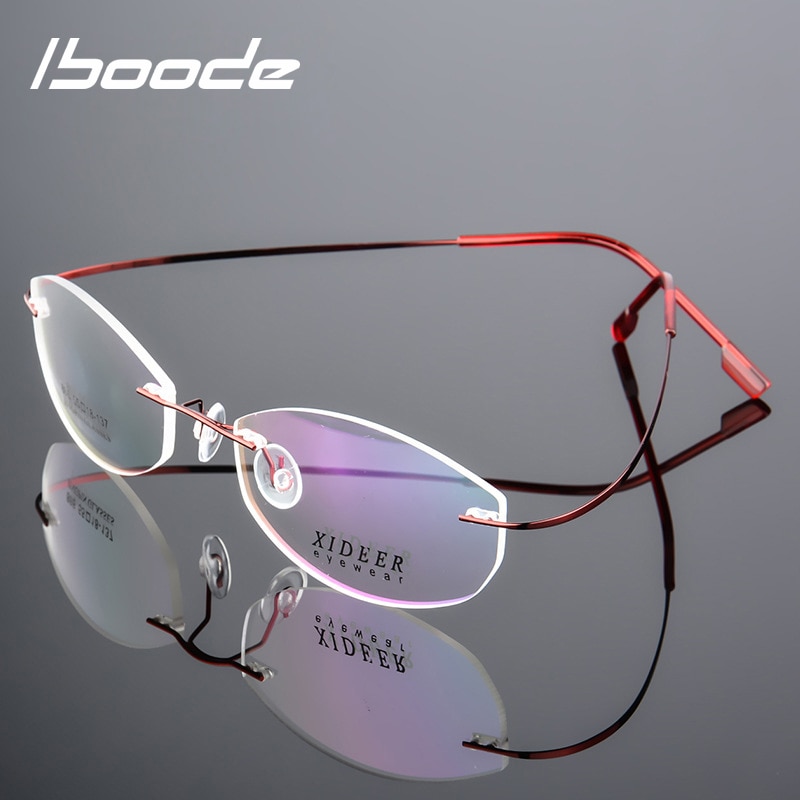 iboode Frameless Titanium alloy Spectacle Frame Men Women Retro Optical Myopia Eyewear Frame Brand Super light Glasses