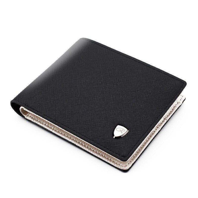 ¡Novedad! Cartera para Hombre de de Color liso con patrón cruzado, cartera con múltiples posiciones y apertura para tarjetas, Cartera de cuero para Hombre, cartera para Hombre: black